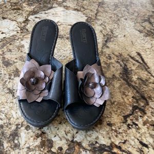 Born brown heels with flower detail